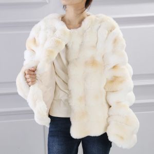 PE893 snuggly Faux fur coat in tie dye Ivory