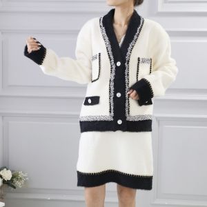 SK105 Cardigan skirt matching set in Cream