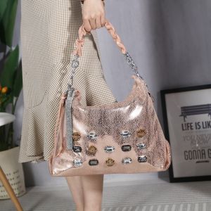 Metallic Jewells Encrusted Hobo Bag