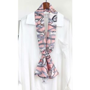 F710 Baby Pink scarf with Grey chains
