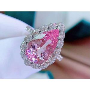 RIN002 Big oval crystal adjustable ring in baby Pink