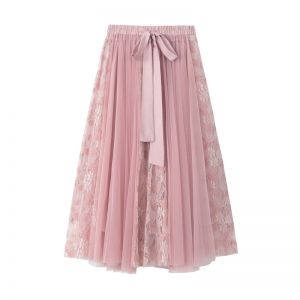 SK132 lacy detail skirt in Baby Pink