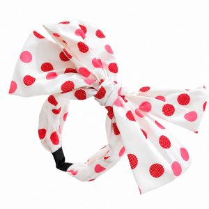 White & Pink Oversized Polka Dot Bow Headband