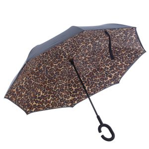 F716-2 upside down umbrella in Leopard print