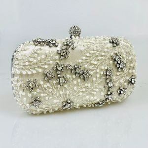 8039 embellished beaded clutch bag in Champagne/Ivory
