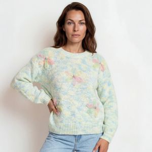 Pastel Dream 3D Floral Knit Jumper