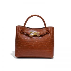 Bordeaux Belle Croc-Embossed Top Handle Bag in Tan B1747