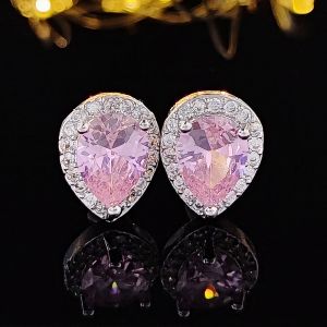 EUR262 crystal oval earrings in baby Pink