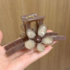 French Style Flower Brown Hair Claw