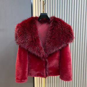 Plush Ruby Red Faux Fur Coat DH29