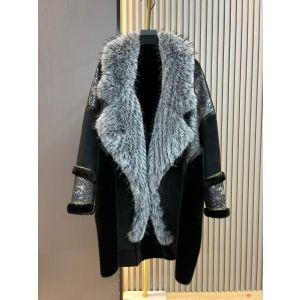 Vintage Suede & Faux Fur Coat in Black DH30