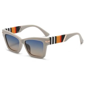 Fashion Square Frame Sunglasses with Multicolour Stripes