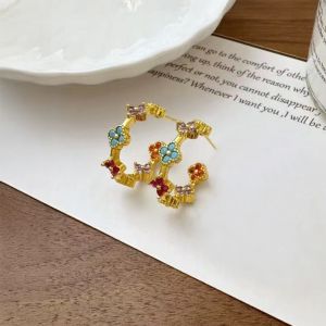 Multi Coloured Crystal Clover Earrings 