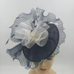 Two-Tone Pleated Mesh Fascinator with Quill Detail