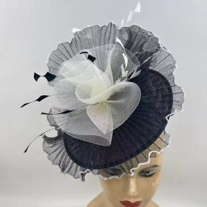Two-Tone Pleated Mesh Fascinator with Quill Detail