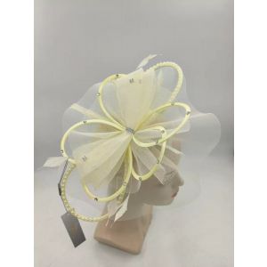 Pearl and Diamante Mix Fascinator TGH021 Lemon
