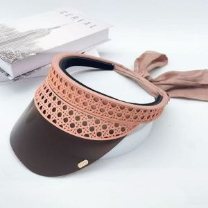 Woven Detail with Satin Bow Sun Visor