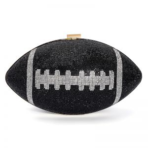 6649 Rugby ball clutch handbag in White Black