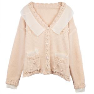 SK170 Frilly ruffled cardigans in Natural