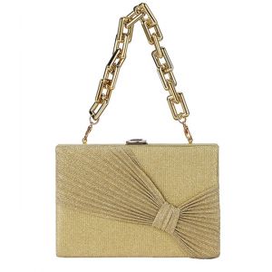 6661 shimmery bow clutch bag in Gold