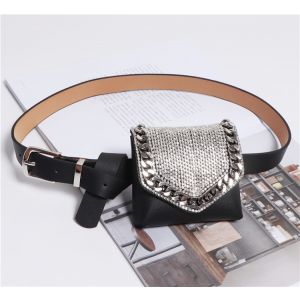 BEL029 BEL029 Convertible belt Bag with full silver chain front