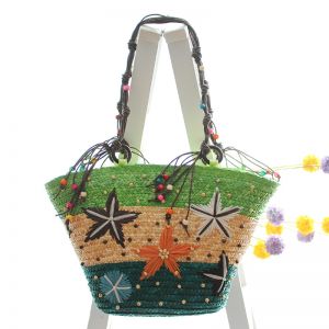 015 style style natural straw handbag in Green