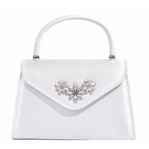1301 Handbag with crystal flowers in Silver