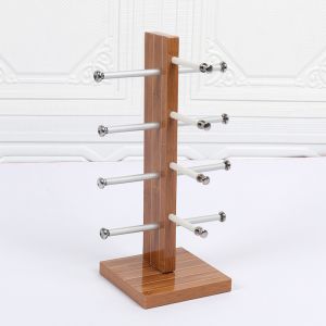 ST002 polished wooden sunglasses stand in 5 rolls