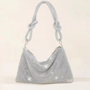 6650 soft full crystals evening bag in Silver