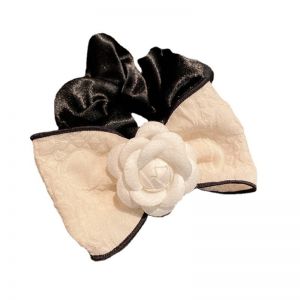 SS15 large White rose scrunchies in Black