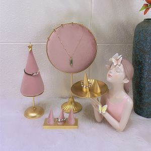 EUR140 velvet round necklace display stand in dusty Pink