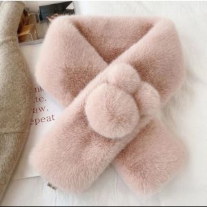 011 pompoms faux fur snoods in Pink