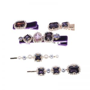 SS16 velvet hair clips set of 5 pieces in Purple