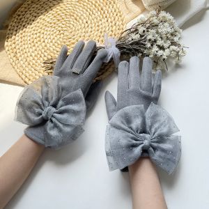 HA280 oversized organza bow gloves in Silver