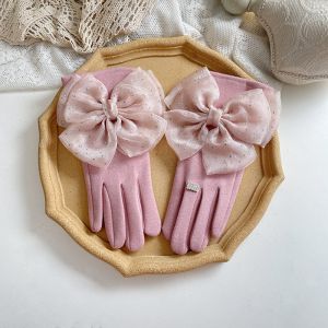 HA280 oversized organza bow gloves in Baby Pink