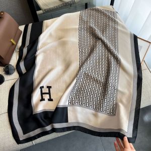 TT300 letter H SATIN silky scarf in Natural