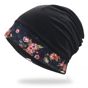 003 snood/ headband in Black velvet lace floral