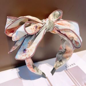 HA795 oversize bow headband in mint Green floral