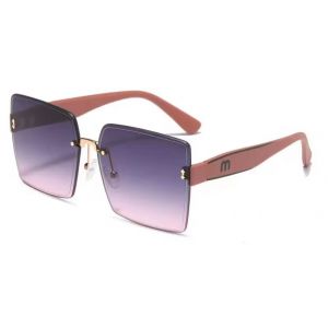2739 Fashion M Letter Square Sunglasses in Dusty Pink