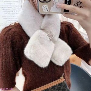 007 leather strap faux fur snood in Cream