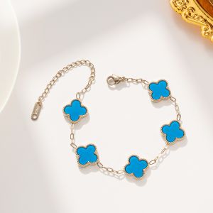 EUR390 four petals enamel bracelet Blue Silver plating