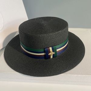 WH158 Straw hat with little bee details in Black