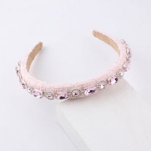 HA768 lacy style headband with crystal stones in Baby Pink