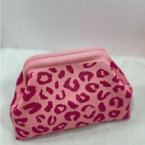 Leopard Knit Cloud Pouch Bag