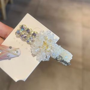 Iridescent Rhinestone Floral Hair Clip