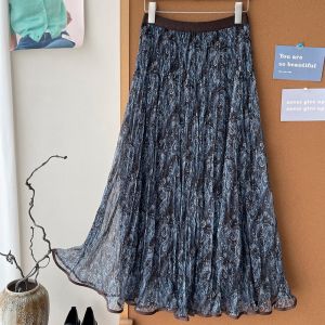 Paisley Pleated Maxi Flowy Skirt