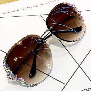 8863 Crystals stones detail sunglasses in Tan