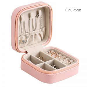 PUR060 square zip jewellery box in baby Pink