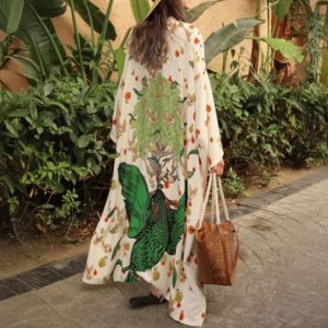 Peacock Print Kimono Robe