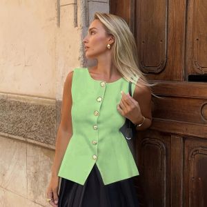 Sculptural Peplum Vest with Gold Buttons